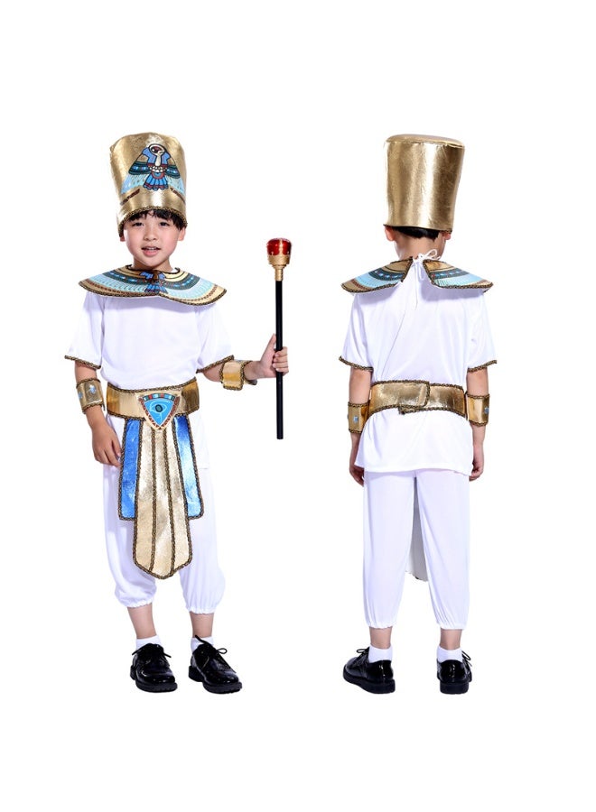 JAYATO Boy Ancient Egypt Egyptian Pharaoh Cleopatra Prince Cosplay Costume For Kids Carnival party With Accessories, Pharaoh Costume Halloween Cosplay Dress Up for Boys - Image 2