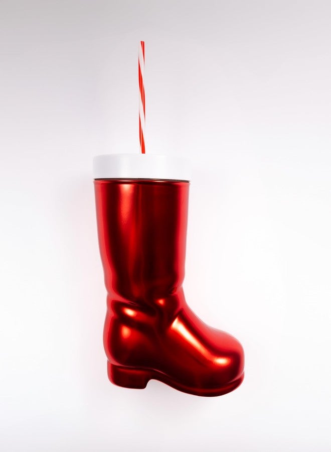 Cool Things Corp Santa Boot Jumbo Party Cup, 42 oz Reusable Christmas Novelty Drink Cup with Lid and Straw - Image 1