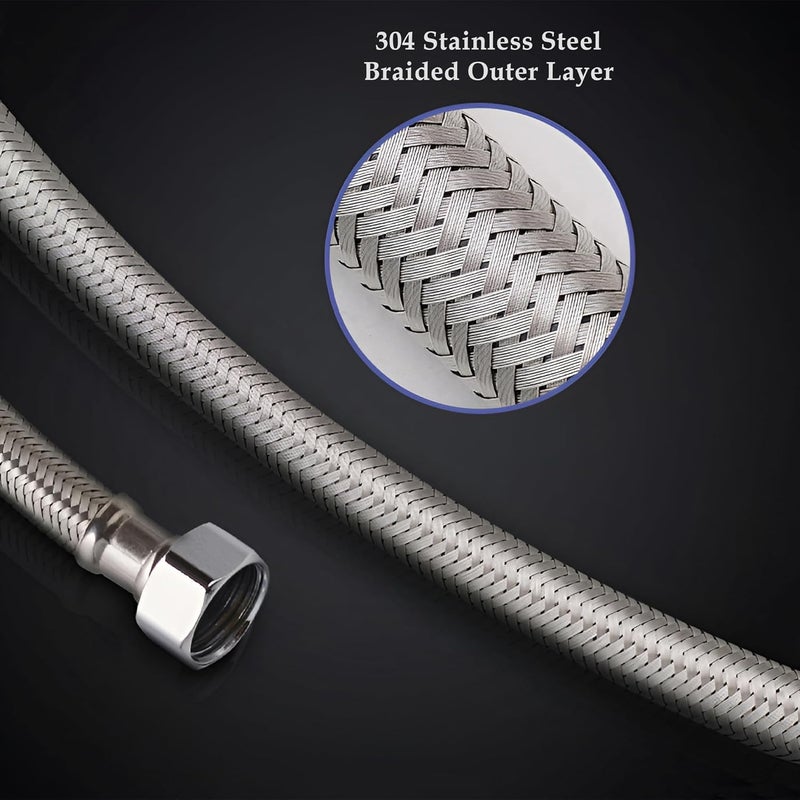 LUVBATH FITTING 60 Inch 304 Stainless Steel Connection Pipe | Pack of 1 | Leakproof, Rust-Free Flexible Hose Pipes for Geyser, Toilet, Basin & Sink, Hot Cold Mixer Faucets | Silver | 60 Inch (150 cm) - Image 5