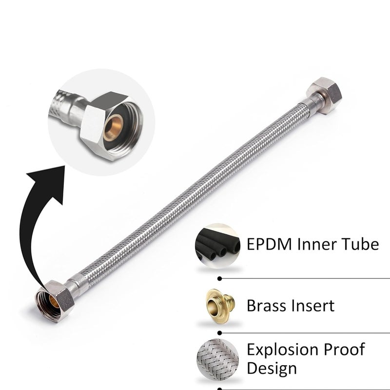 LUVBATH FITTING 60 Inch 304 Stainless Steel Connection Pipe | Pack of 1 | Leakproof, Rust-Free Flexible Hose Pipes for Geyser, Toilet, Basin & Sink, Hot Cold Mixer Faucets | Silver | 60 Inch (150 cm) - Image 3