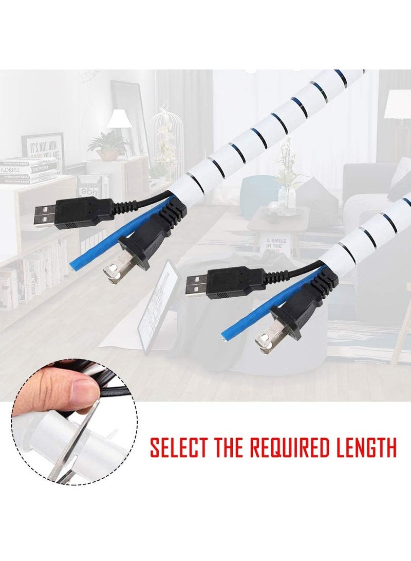 2M 16mm Flexible Spiral Cable Wire Protector Cable Organizer Computer Cord Protective Tube Clip Organizer Management Tools (White) - Image 2
