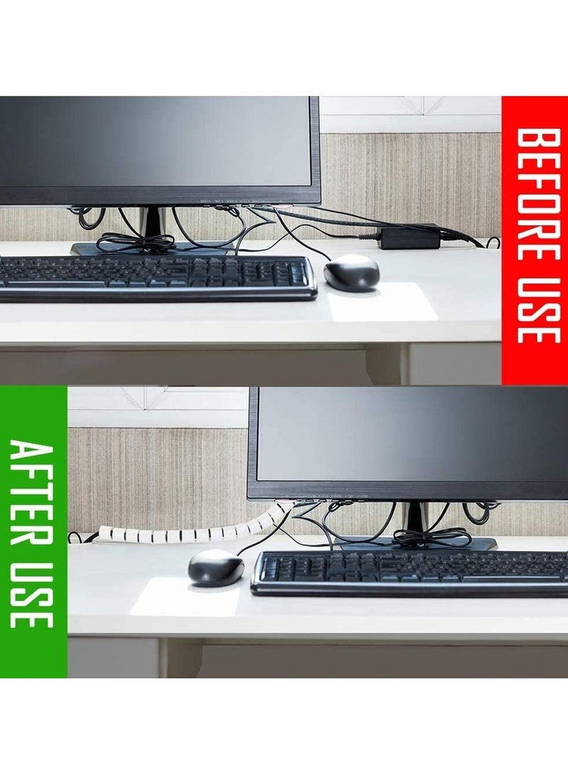 2M 16mm Flexible Spiral Cable Wire Protector Cable Organizer Computer Cord Protective Tube Clip Organizer Management Tools (White) - Image 3