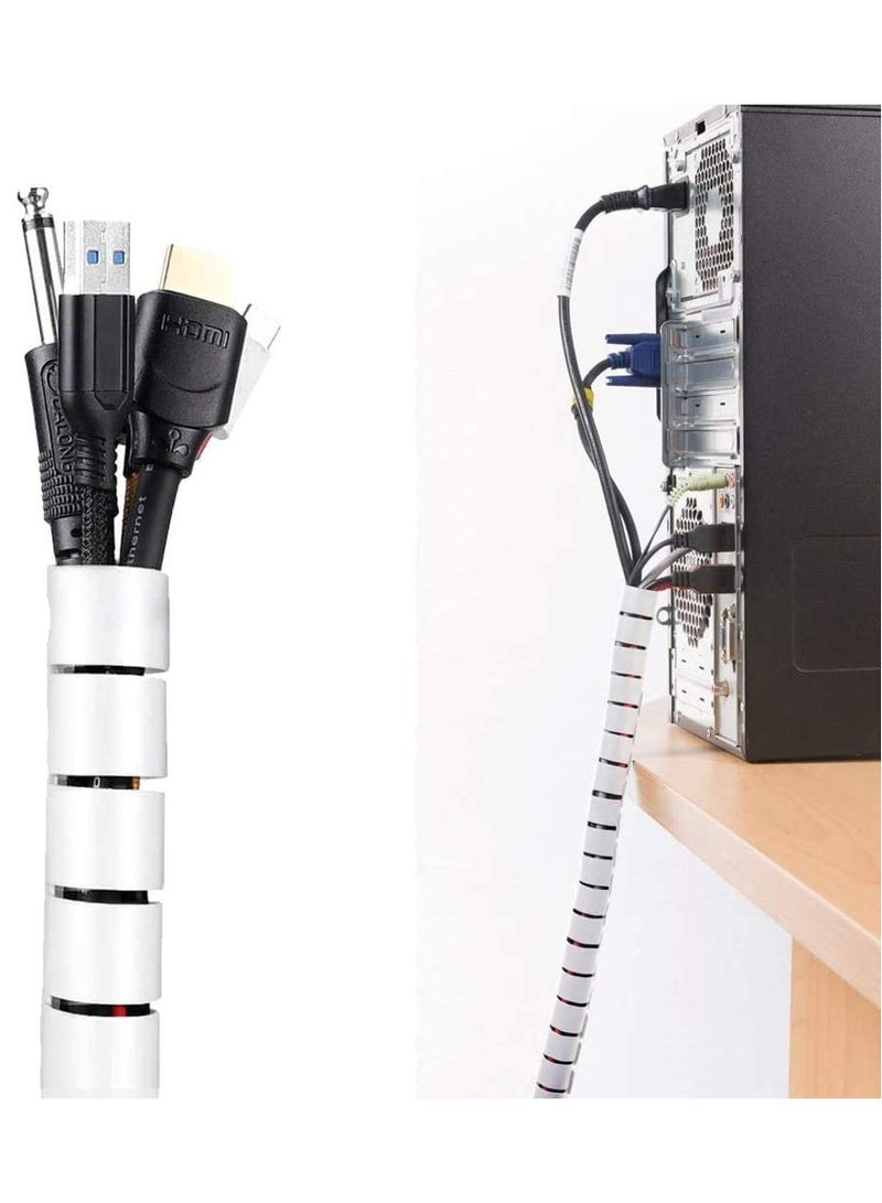 2M 16mm Flexible Spiral Cable Wire Protector Cable Organizer Computer Cord Protective Tube Clip Organizer Management Tools (White) - Image 4