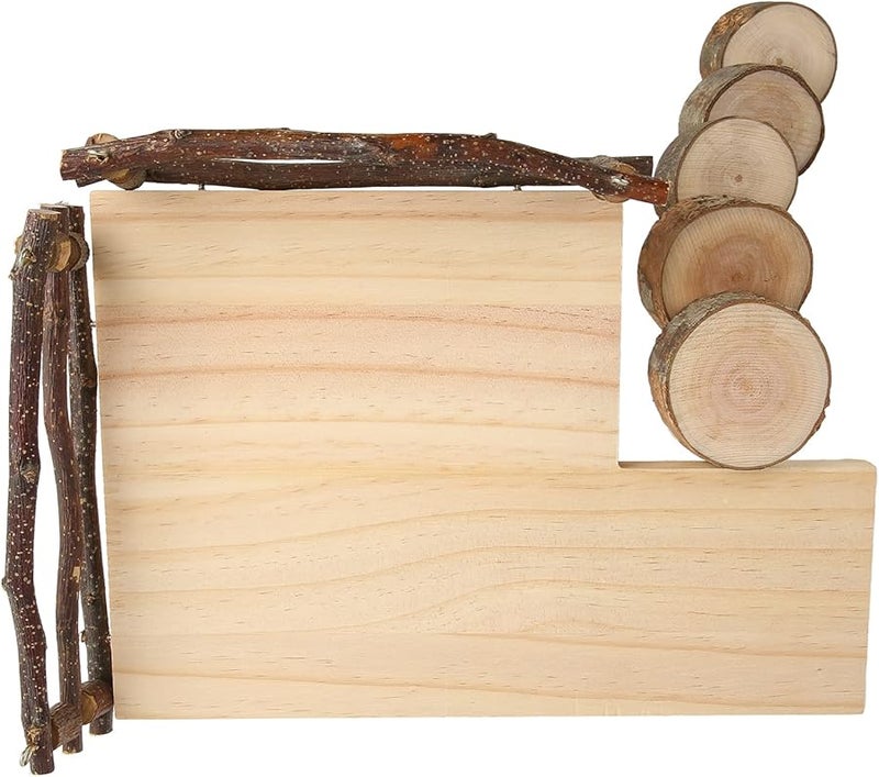 2 Layer Wooden Hamster Climbing Platform with Ladder for Small Pets Easy Install - Image 3