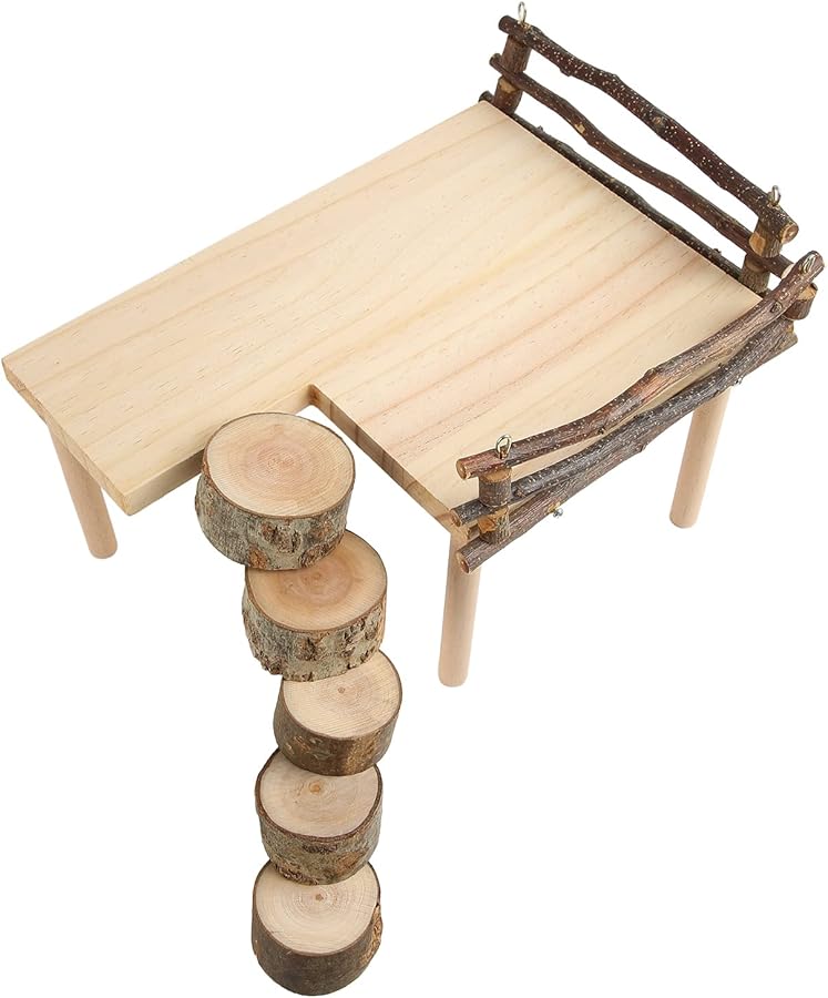 2 Layer Wooden Hamster Climbing Platform with Ladder for Small Pets Easy Install - Image 5