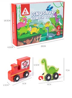 GROIC Wooden Colorful Number Dinosaur Train Toys Matching Sequencing Games Recognition Educational Learning Counting Set Building Blocks Kit  - Image 5