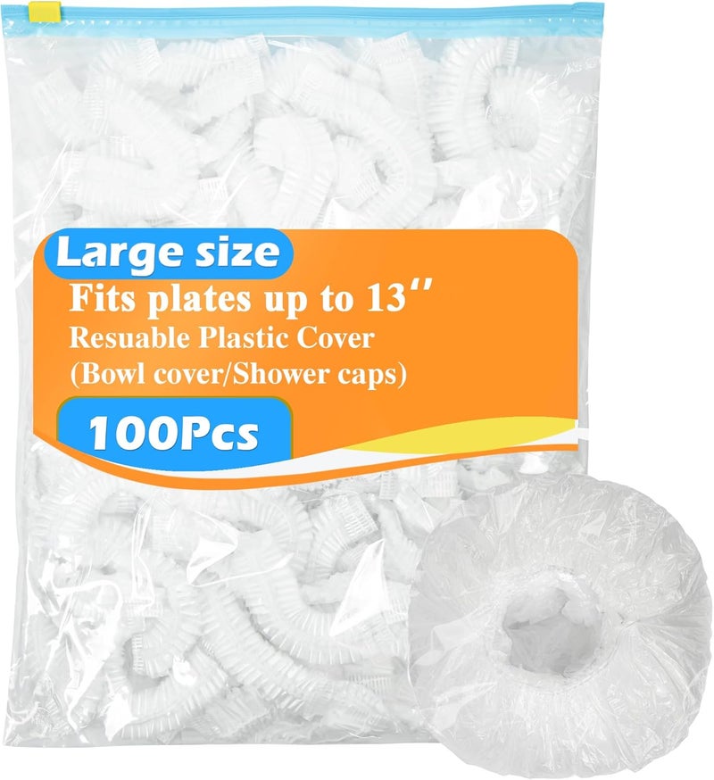 NEOWEMING Store 100Pcs Bowl Covers for Bread Proofing, Thickend Large Bowl Dish Plate Cover, Sourdough Bread Baking Supplies, Shower Caps, Food Fruit Fresh Keeping Storage Accessories, BPA Free, Food Grade - Image 1