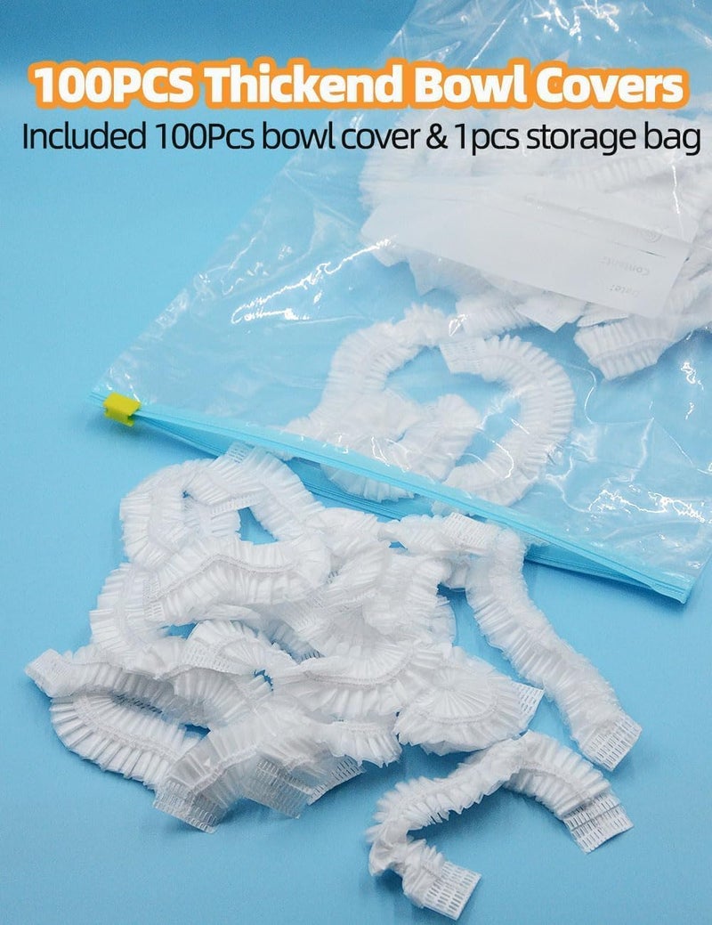 NEOWEMING Store 100Pcs Bowl Covers for Bread Proofing, Thickend Large Bowl Dish Plate Cover, Sourdough Bread Baking Supplies, Shower Caps, Food Fruit Fresh Keeping Storage Accessories, BPA Free, Food Grade - Image 2