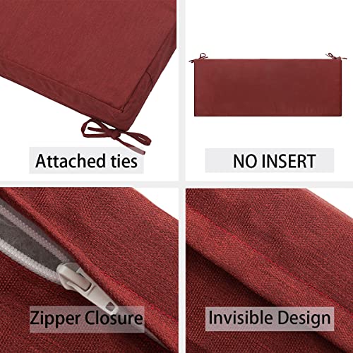 FUNHOME Outdoor Bench Cushion Cover 48 x18 x 3 inch,Water Resistant Cover with Zipper&Ties,Fade-Resistant Slipcover,Patio Porch Swing Cushion Cover Replacement Only,No Insert(Rust Red) - Image 4