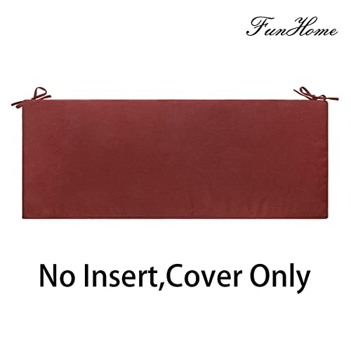 FUNHOME Outdoor Bench Cushion Cover 48 x18 x 3 inch,Water Resistant Cover with Zipper&Ties,Fade-Resistant Slipcover,Patio Porch Swing Cushion Cover Replacement Only,No Insert(Rust Red) - Image 2