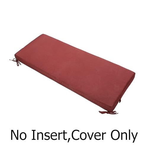 FUNHOME Outdoor Bench Cushion Cover 48 x18 x 3 inch,Water Resistant Cover with Zipper&Ties,Fade-Resistant Slipcover,Patio Porch Swing Cushion Cover Replacement Only,No Insert(Rust Red) - Image 3