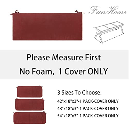 FUNHOME Outdoor Bench Cushion Cover 48 x18 x 3 inch,Water Resistant Cover with Zipper&Ties,Fade-Resistant Slipcover,Patio Porch Swing Cushion Cover Replacement Only,No Insert(Rust Red) - Image 5