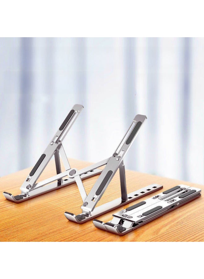 N3 Aluminum Alloy Laptop Desktop Stand Folding Mobile Phone Tablet Height Increasing Cooling Base Hanging Support Frame-Color:N3 Aluminum Alloy Six Gear + Full Silicone  With Storage Bag - Image 2
