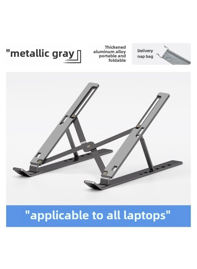 N3 Aluminum Alloy Laptop Desktop Stand Folding Mobile Phone Tablet Height Increasing Cooling Base Hanging Support Frame-Color:N3 Aluminum Alloy Six Gear + Full Silicone  With Storage Bag - Image 1