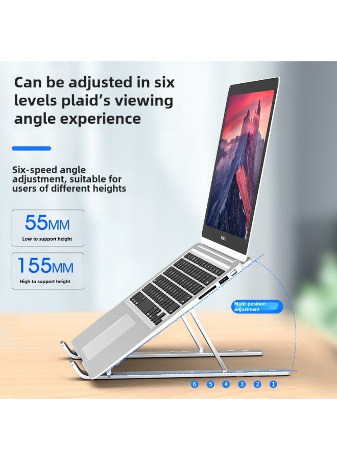 N3 Aluminum Alloy Laptop Desktop Stand Folding Mobile Phone Tablet Height Increasing Cooling Base Hanging Support Frame-Color:N3 Aluminum Alloy Six Gear + Full Silicone  With Storage Bag - Image 4