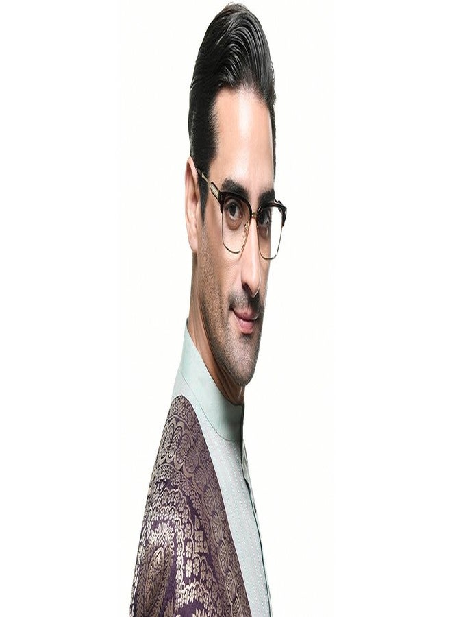 Lenskart Studio | Indian Accent | Brown Demi Full Rim Square Zero Power Bluecut & Antiglare Computer Eyeglasses For Eye Protection And Strain | Men & Women | Large | LK E000229 - Image 3