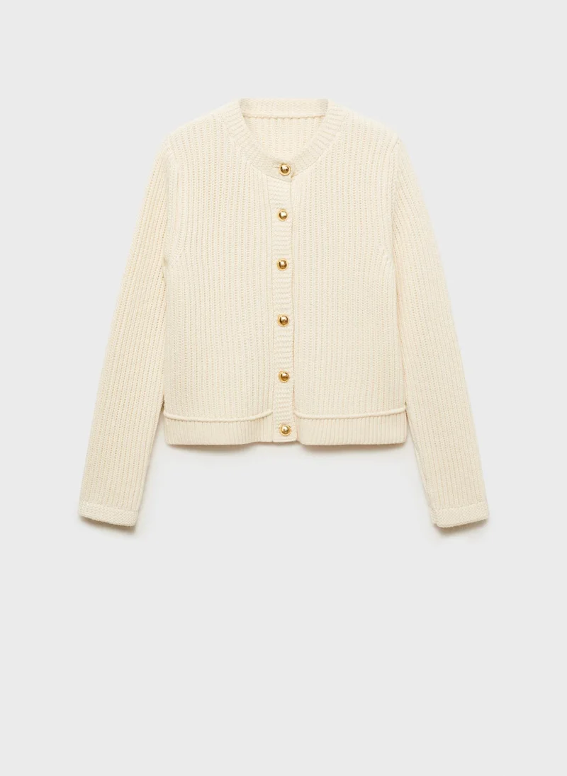 مانجو Knitted Jewel Button Cardigan