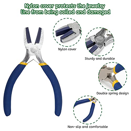 Anglekai Jewelry Making Nylon Pliers Sets, AngleKai 6 IN 1 Jewelry Bail Making Pliers and Nylon Jaw Flat Nose for Jump Ring (Blue) - Image 4
