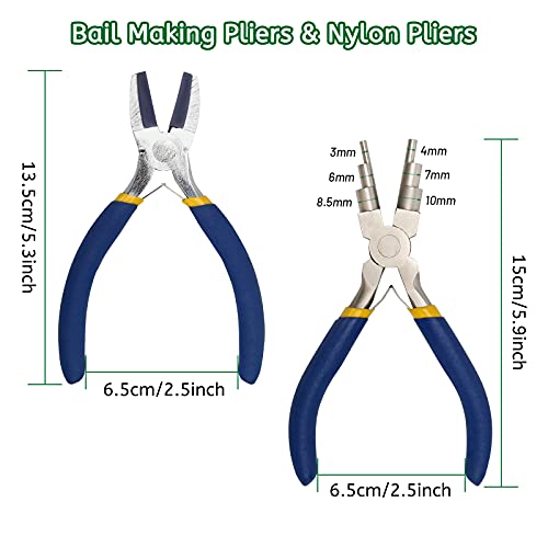 Anglekai Jewelry Making Nylon Pliers Sets, AngleKai 6 IN 1 Jewelry Bail Making Pliers and Nylon Jaw Flat Nose for Jump Ring (Blue) - Image 2