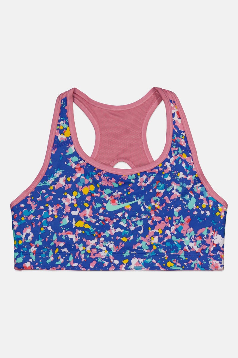 Nike Kids Girl Sportswear Fit Brand Logo Training Bra, Blue - Image 1