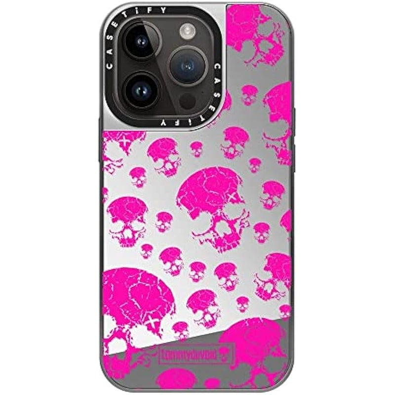 Casetify Mirror Case for iPhone 14 Pro Compatible with Magsafe - Rest in Pink - Silver on Silver - Image 3