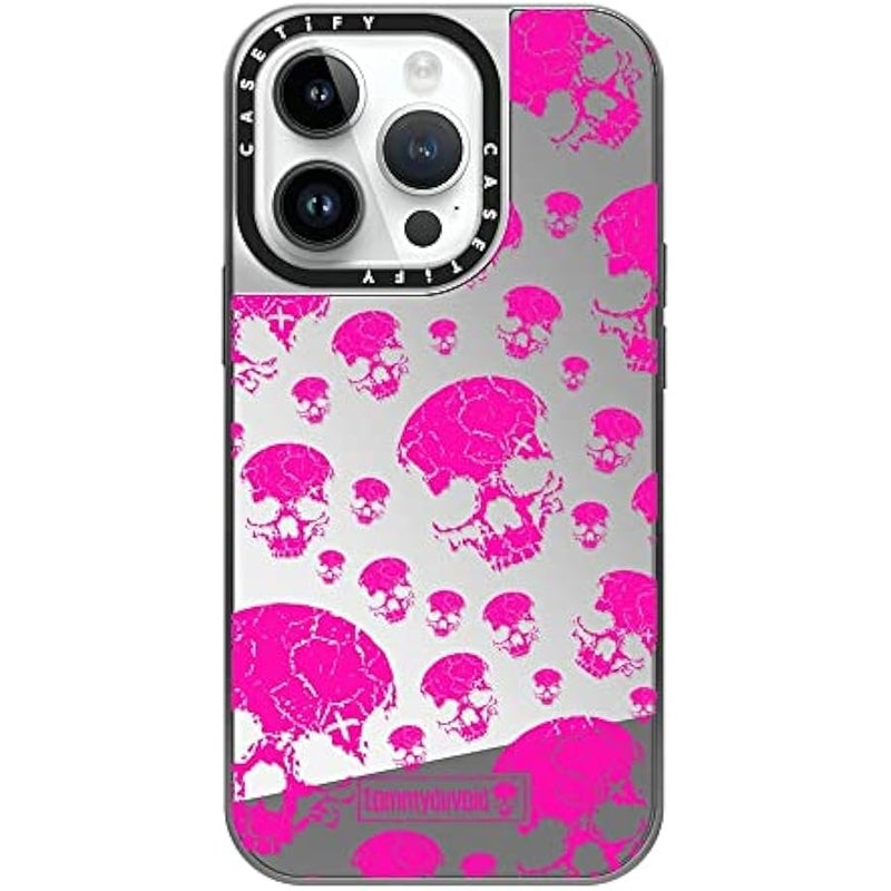 Casetify Mirror Case for iPhone 14 Pro Compatible with Magsafe - Rest in Pink - Silver on Silver - Image 2