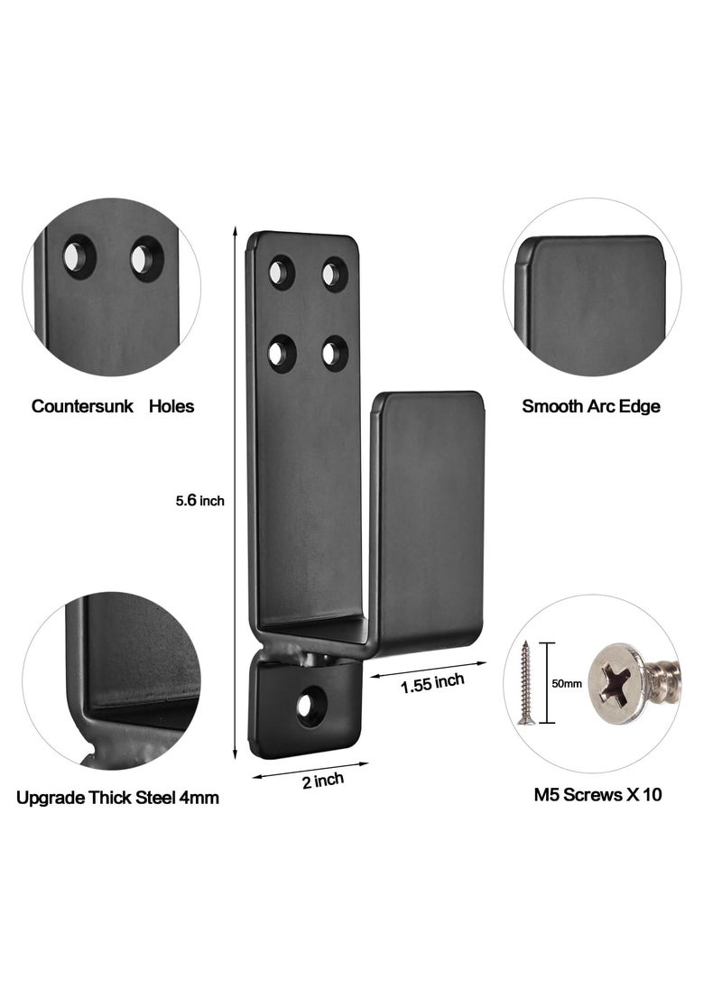KASTWAVE 2 Pack Door Barricade Brackets, Heavy Duty Door Bar Holder Brackets, Drop Open Bar Holder for Home Security, 2x4 Bar Brackets Prevent Unauthorized Entry, Carbon Steel, Black  - Image 5