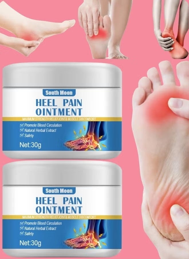 SOUTH MOON 2 Pcs Heel Pain Ointment (2x30G) Pain Relief Cream for Joints and Muscle Discomfort Rheumatism Arthritis Pain Ointment Natural Herbal Extract Foot Heel Ankle Sprain Feet Numbness Relief Cream Fast Effective And Safe Heel Balm - Image 1