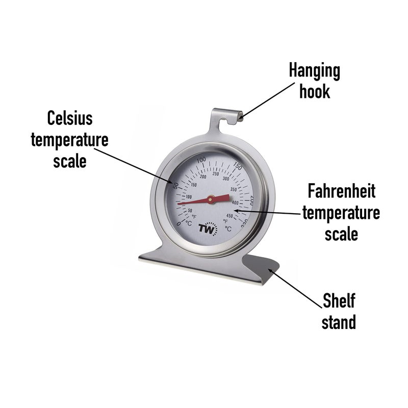 Thermometer World Oven Thermometer for Electric Oven and Gas Oven Temperature - Dial Oven Temperature Gauge for Electric and Gas Ovens Leave in Oven Thermometer for Electric Oven Perfect Food Cooking Stainless Steel - Image 4
