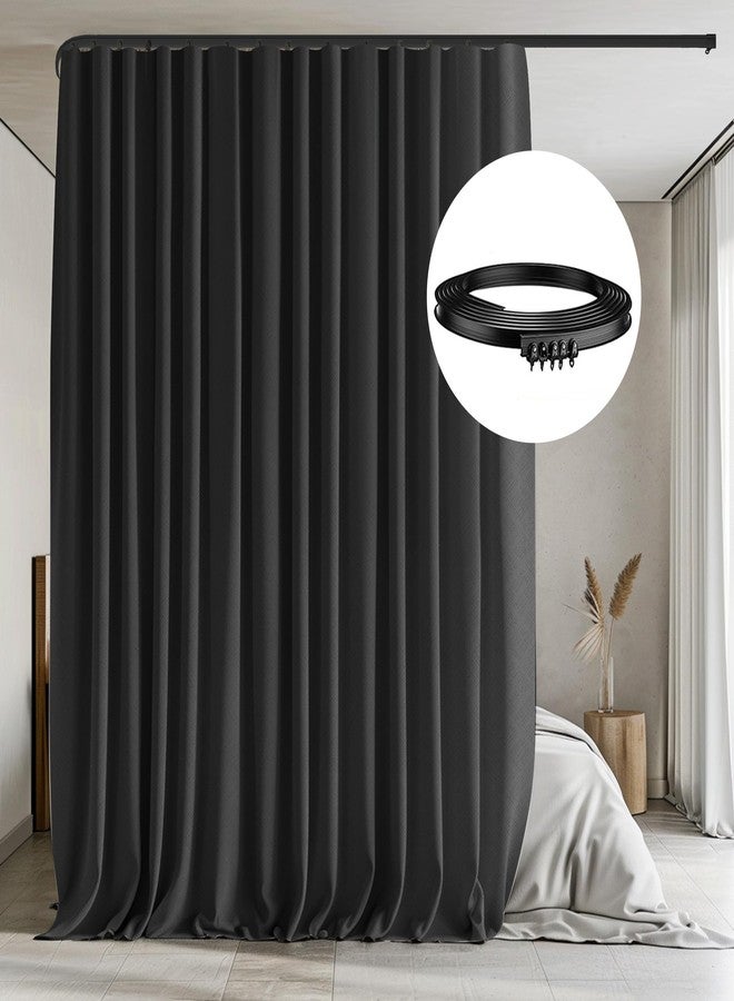 MaKefeile Room Divider Curtains with Flexible Ceiling Tracks Set,Blackout Curtain Ceiling Mount Curtain Track Privacy Room Dividers Ceiling Track Curtain Rod(Black Drape & Black Rail W 10 × H 8 FT) - Image 1
