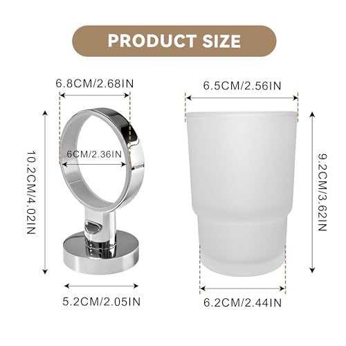SWETON Toothbrush Holder Wall Mounted with Satined Cup with Chrome-Plated Holder,Metal Stainless Steel - Image 4