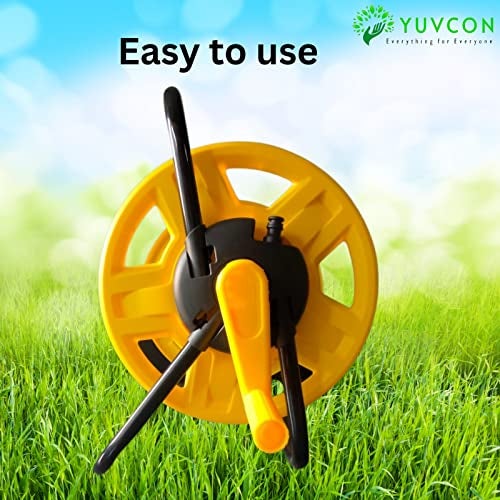Yuvcon Hose Reel, Yellow, Effortless Pipe Management & Storage, Smoothly Roll & Water with Ease, Durable, Tangle-Free Design for Convenient Garden Care, Ideal for Home & Professional Use - Image 4
