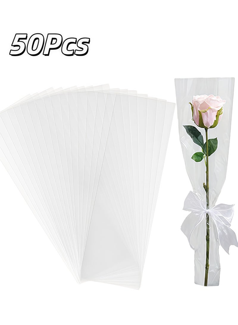 Winner Flower Wrapping Paper, Transparent Single Floral Packaging Bag, Clear Wrapping Flower Bouquet Sleeves For DIY Party Birthday Gift (50 Pcs) - Image 1