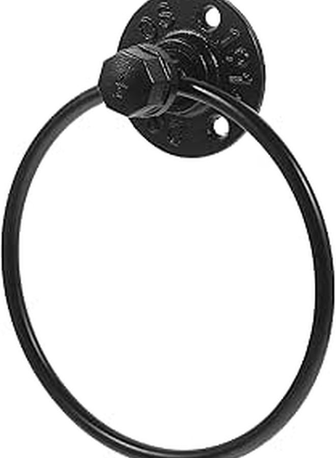 Vintage Iron Towel Ring Wall Mounted Black Hand Towel Holder For Bathroom Kitchen - Image 1