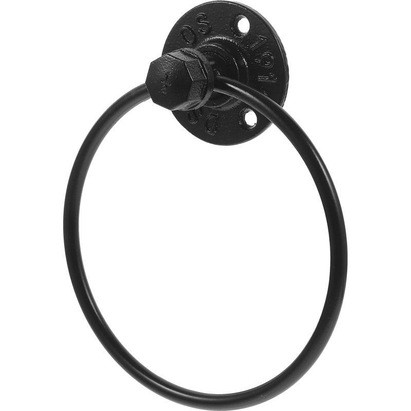 Vintage Iron Towel Ring Wall Mounted Black Hand Towel Holder For Bathroom Kitchen - Image 2