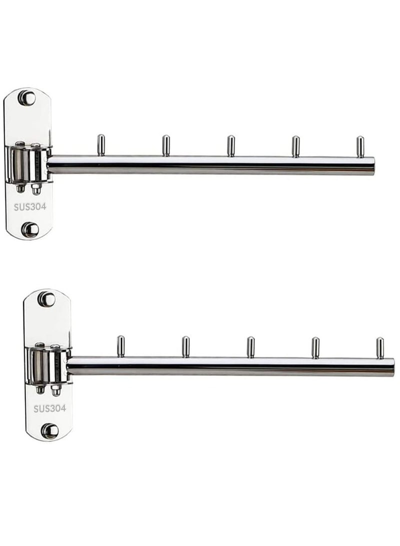 Y&D 2 Pcs Wall Mounted Clothes Hanger Rack, Stainless Steel Hook Holder, Space Saving Clothing Hanging System Closet Storage Organizer Drying Rack Coat for Bathroom, Bedroom, Laundry Room - Image 1