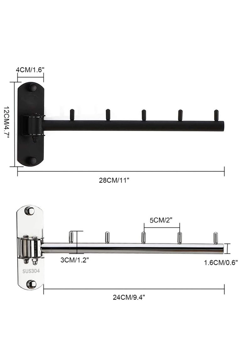 Y&D 2 Pcs Wall Mounted Clothes Hanger Rack, Stainless Steel Hook Holder, Space Saving Clothing Hanging System Closet Storage Organizer Drying Rack Coat for Bathroom, Bedroom, Laundry Room - Image 2