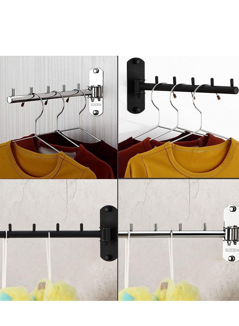 Y&D 2 Pcs Wall Mounted Clothes Hanger Rack, Stainless Steel Hook Holder, Space Saving Clothing Hanging System Closet Storage Organizer Drying Rack Coat for Bathroom, Bedroom, Laundry Room - Image 5