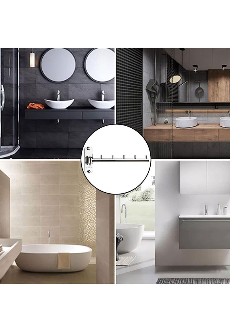 Y&D 2 Pcs Wall Mounted Clothes Hanger Rack, Stainless Steel Hook Holder, Space Saving Clothing Hanging System Closet Storage Organizer Drying Rack Coat for Bathroom, Bedroom, Laundry Room - Image 4