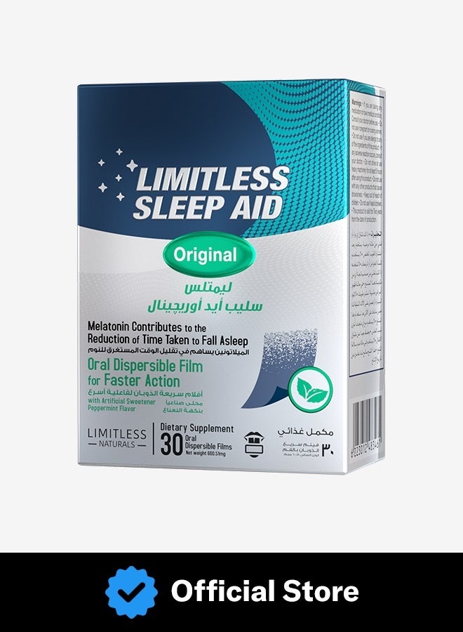 Limitless Naturals Limitless Sleep Aid Original | Melatonin | Promotes faster sleep | 30 Oral Dispersible Film - Image 1
