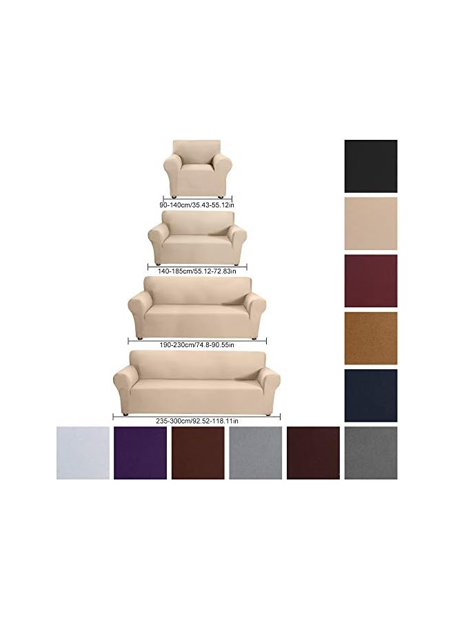 The Bros Silk Fabric Stretch Sofa Slipcover, 2 Seater, Beige - Image 3