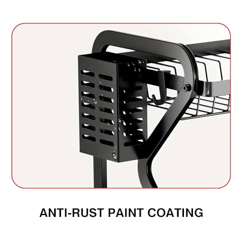 IBELL Carbon Steel DR243 Dish Drying Rack, 2-Tier Bartan Stand/Drainer Shelf/Kitchen Organizer/Counter for Utensils Storage (Black), 42.5x24.5x35.5 cm - Image 4
