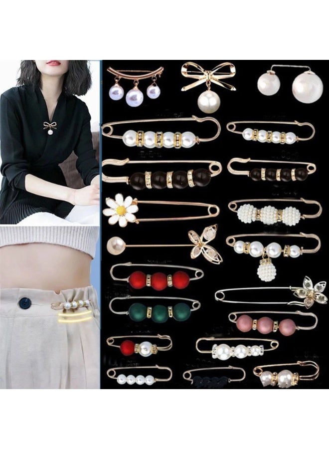 20PCS Brooches and Pins for Women Pearl Brooch Pins Women Decorative Safety Pins Pant Clothing Scarf Shawl Hat Pins Shoe Sock Charms Jewelry - Image 1