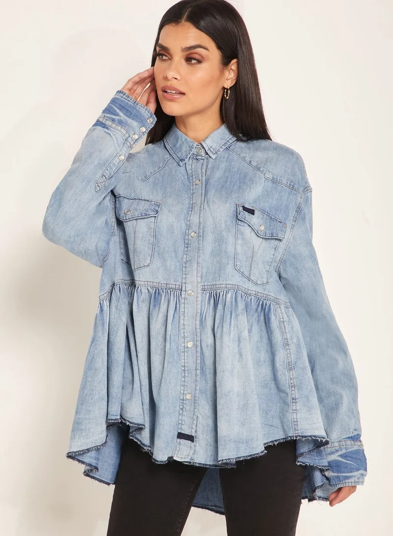 Free People Dylan Oversized Denim Shirt