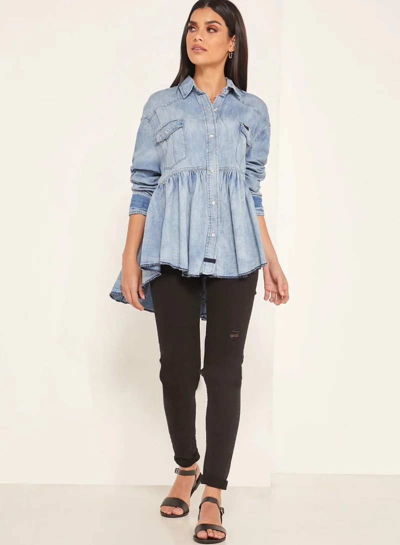 Free People Dylan Oversized Denim Shirt