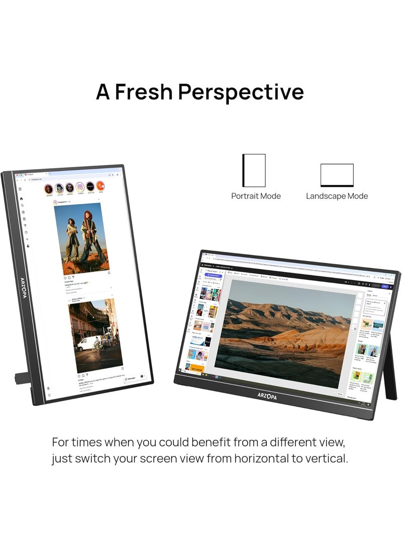ARZOPA 17.3 Inch Portable Monitor FHD 1080P IPS Laptop Screen, 103% sRGB HDR Gaming Monitor with Built-in Kickstand, USB-C & Mini HDMI External Display for PC, MacBook, Phone, Xbox, PS5 & Nintendo Switch - Image 5