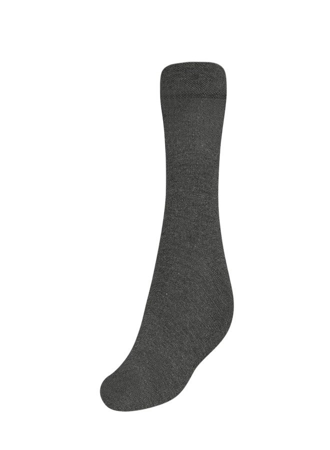 MUKHAKSH (Pack of 12 Pairs Boys Kids Cotton Comfortable Dark Grey Socks Calf Length Long School Uniform School Dress Dark Grey Socks, 7-8 Years - Image 2
