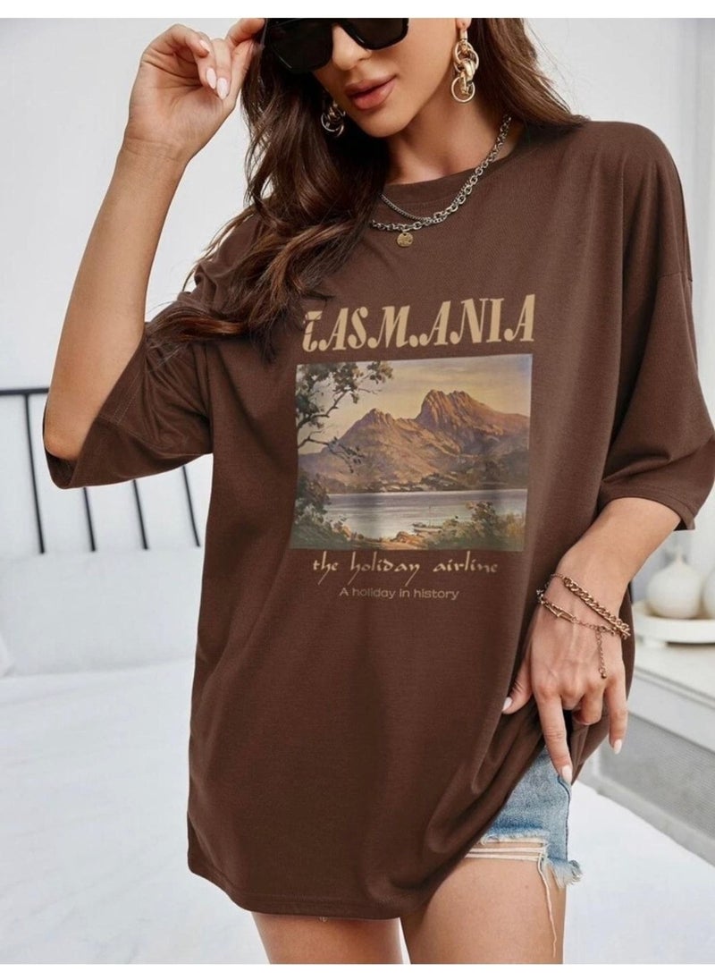 Trendseninle - Women's Tasmania Printed Oversize T-Shirt - Image 1