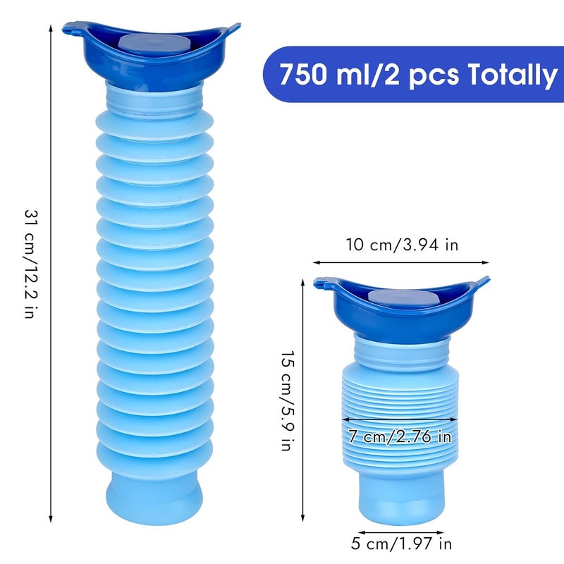 Tikplus 2 Pcs Pee Bottle For Man Ladies, 750ml Shrinkable Urinal Bottle, Portable Urine Bottles Male, Wee Bottle for Men Ladies, Mobile Toilet Camping Traffic Jam Travel, Emergency Urinal for Kids, Adult - Image 2