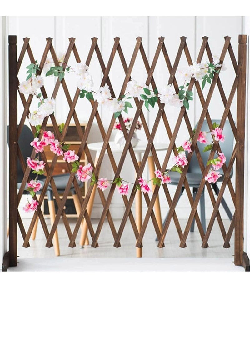 Generic FFD Wood Fence for Garden Expandable Wooden Garden Fence Trellis Fence Safety Gate for Pets Freestanding Wooden Wicker Picket Fence Extendable Artificial Hedges Trellis Fence  - Image 1